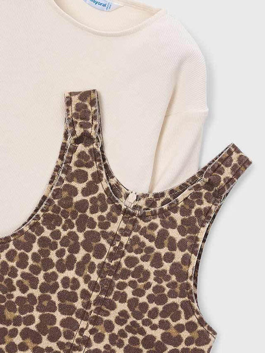 Mädchenkleid Ärmellos Tierdruck Braun
