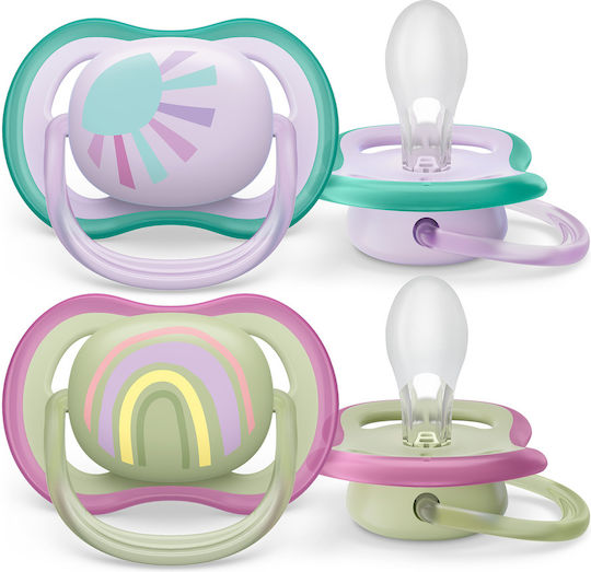 Philips Ultra Air Orthodontic Pacifiers Silicone with Case I Love Mama - Blue for 0-6 months 2pcs