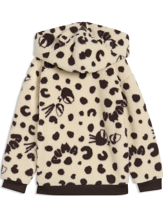 Fleece Kinder-Sweatshirt mit Kapuze Beiges Hoodie