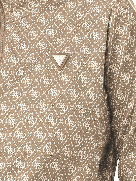 Guess Long Women's Brown Sweatshirt Cardigan