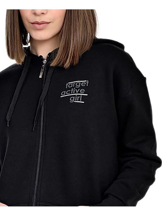 Women's Hooded Sweatshirt Cardigan Black