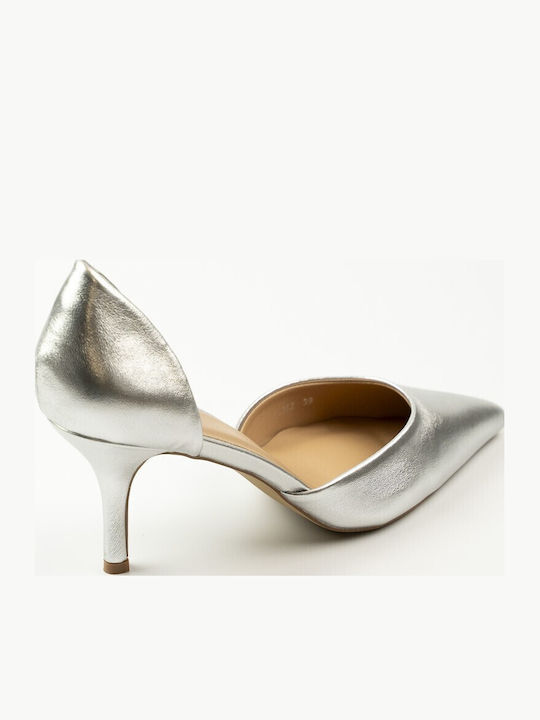 Spitze Zehe Pumps mit Silber Absatzhöhe