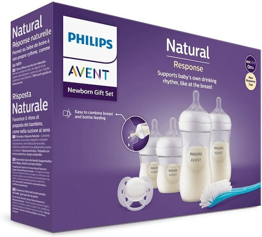 Philips Plastic Baby Bottle Set Natural Response Anti-colic with Silicone Teat for 0+ Months 125ml 6 Pieces