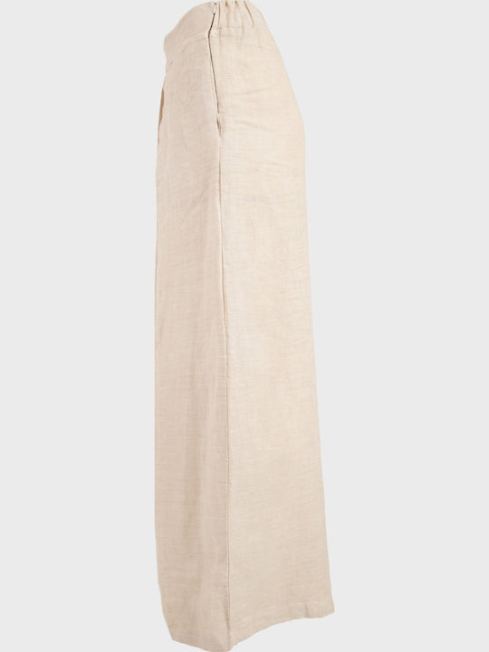 Damen Leinenhose mit Gummiband Beige