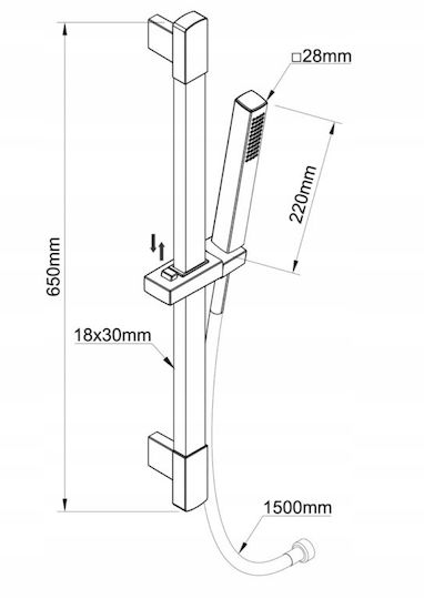 Diamond Slide Bar with Showerhead and Hose