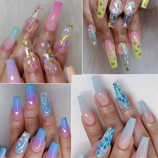 Globalnail Nageldesign Konfetti Set 12 Farben Nail Art Schmetterling