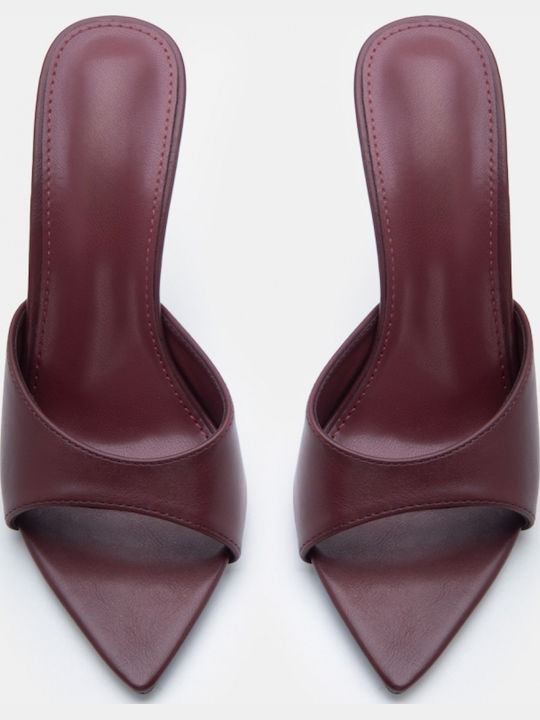 Mules With High Heel In Burgundy Colour