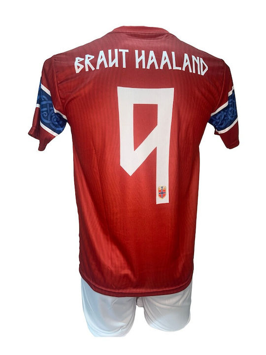 Kids Football Kit Haaland Norway National Team Red White 190726-07