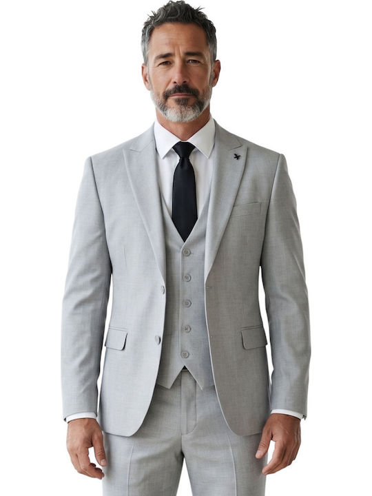 Herrenanzug mit Weste Grau Hell 1-1051-leicht-grau-58-3xl