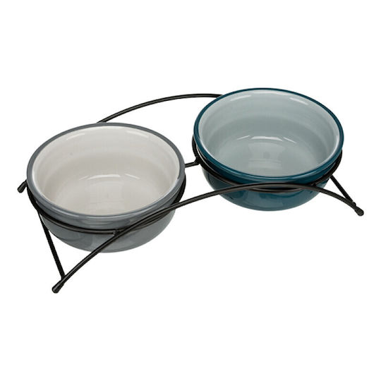 Trixie Keramik Futterautomat für Hund & Katze mit Gestell 250ml 13cm in Petrolblau Farbe