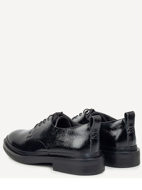 Lace Derby Oxford-uri Pentru Femei Din Piele În Culoare Neagră