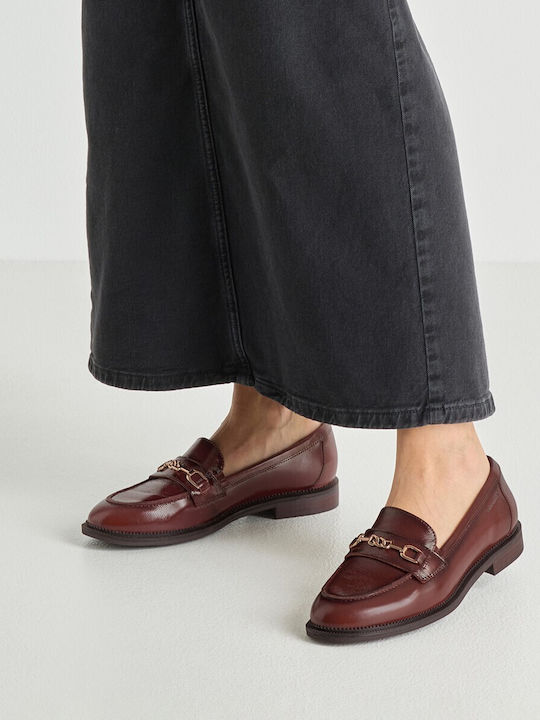 Leather Women's Loafers In Tabac Brown Color