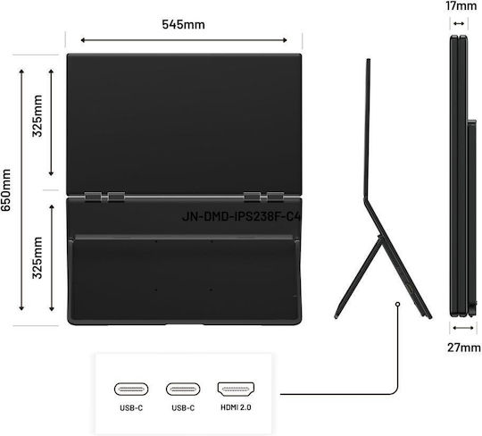 Japannext IPS Φορητό Monitor 23.8" FHD 1920x1080