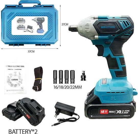 Bisutime 013156235094 Безчетков Гайковерт На Батерия 48V 2x5Ah