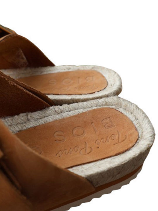Damen Flache Sandalen Braun