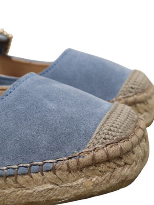 Suede Women's Espadrilles In Light Blue Color