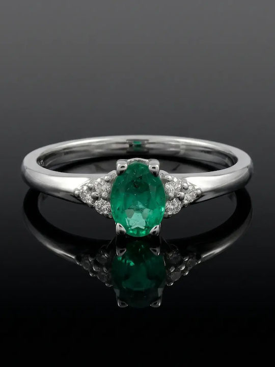 Inel Din Aur Alb 18K Cu Diamant