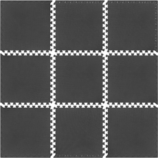 Rebel Active Saltele Puzzle pentru sală de sport Negre 60x60cm 9 bucăți
