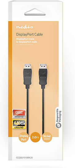 Nedis Cable DisplayPort male - DisplayPort male 2m Black (CCGB37010BK20)
