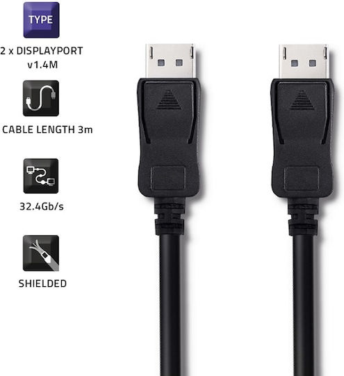 Qoltec Cable DisplayPort male - DisplayPort male 3m Black (50588)