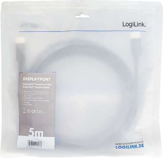 LogiLink Cablu DisplayPort Masculin - DisplayPort Masculin 5m Negru (CV0139)