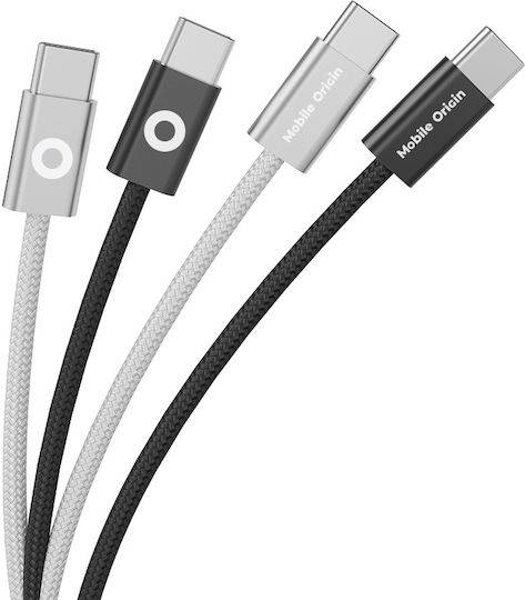 Mobile Origin Braided USB 2.0 Video Cable USB-C Male - USB-C 60W PD White 1m MO-USC-CB11-WHT