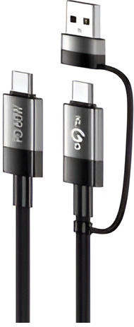 KLGO USB 2.0 Cable USB-C male - USB-A / USB-C 60W PD Μαύρο S-693