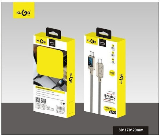 KLGO Braided USB 2.0 Cable USB-C male - USB-C 30W 1.2m S-147