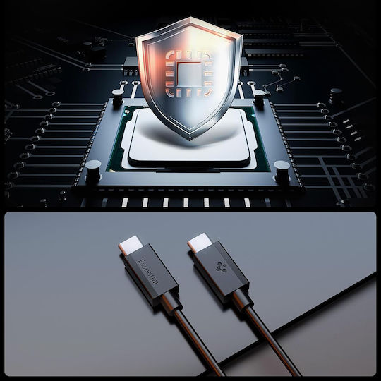 Spigen USB 2.0 Cable USB-C male - USB-C 60W Μαύρο 1.5m ACA10417