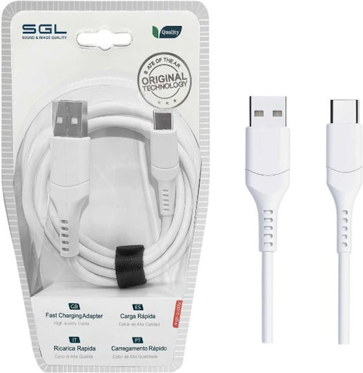 SGL D1 USB 2.0 Cable USB-C male - USB-A White 3m (099361 096361)