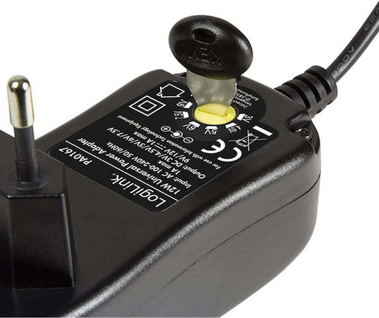 LogiLink Universal Power Adapter Adjustable Voltage 3 to 12V 1A with Power 12W with 8 Plugs