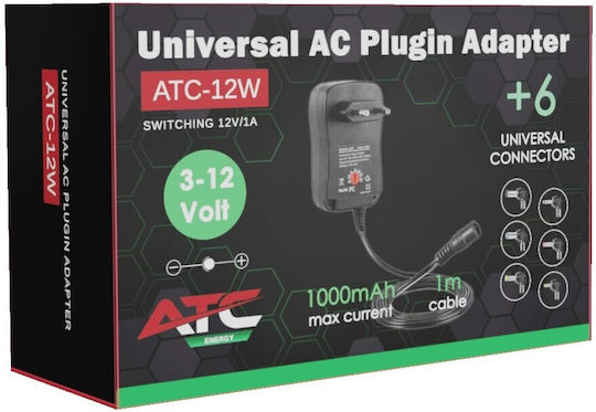 ATC Universal Power Adapter Adjustable Voltage 3 to 12V 1A with Power 12W (05.007.0033)