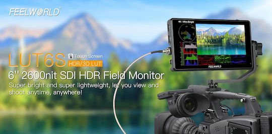 Feelworld Lut6s Monitor Pe Cameră cu Ecran Tactil de 6 Inch HDR/3D LUT 2600nits 3G-SDI 4K HDMI