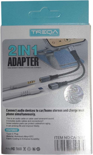 Treqa CA-1057 USB-C Männlich Zu 3.5mm / USB-C Männlich Konverter