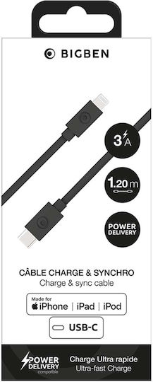 Bigben Connected USB-C Lightning Cable 1.2m 3A Black