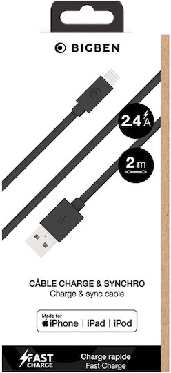 Bigben Connected Usb A Lightning Cable 2m 2.4a Black