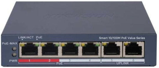 Hikvision DS-3E1106P-EI/M Managed L2 PoE Plus Switch with 6 Ethernet Connections