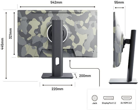 Japannext JN-IPS238FHD200F Camouflage IPS HDR Gaming Monitor 24" FHD 1920x1080 200Hz