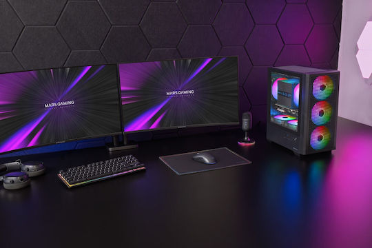 Mars Gaming MC-VECTOR Gaming Micro Tower Κουτί Υπολογιστή με RGB Φωτισμό Μαύρο