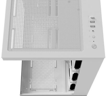 Atron Gaming Midi Tower Computer Case with Side Window and ARGB Lighting White