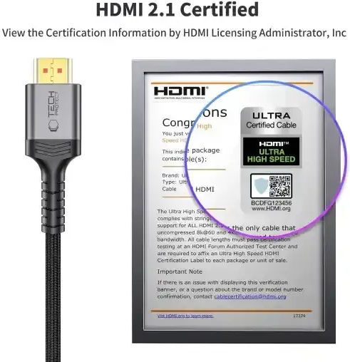 Tech-Protect HDMI 2.1 Ultra High Speed 48Gbps 4K 120Hz HDR VRR Cable HDMI Male - HDMI Male 2m Black