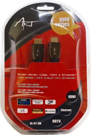 Art HDMI 1.4 Кабел HDMI мъжки - HDMI мъжки 3м Черен