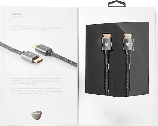 Nedis Profigold High Speed HDMI 2.0 Cable Ethernet 4K@60Hz Gold-Plated HDMI-HDMI Connectors Cotton Gray Box 1 Meter