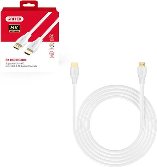 Unitek HDMI 2.1 Ultra High Speed 48Gbps 4K 120Hz HDR VRR Cable HDMI Male - HDMI Male 5m White