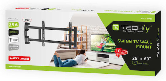 Techly Ica-plb Wall Mounted TV Mount With Extension Arm Up To 60" And 35kg Silver