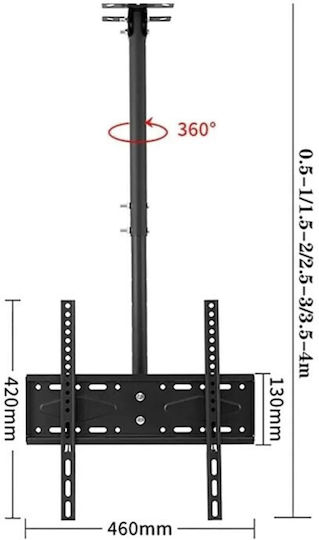 JT-05020 Βάση Τηλεόρασης Οροφής έως 60" Μαύρο