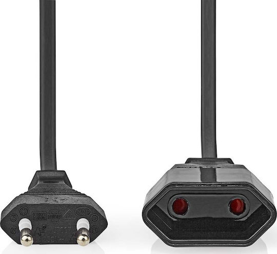 Nedis Power Cable Adapters Euro Plug Euro Socket Straight-straight Two-wire Black Bulk 5m