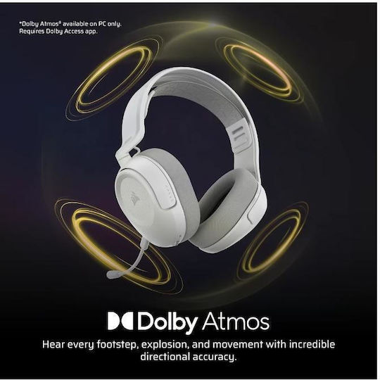 Corsair HS35 V3 Drahtloses Über Ohr Gaming-Headset mit USB-Konnektivität Weiß für PC / PS4 / PS5