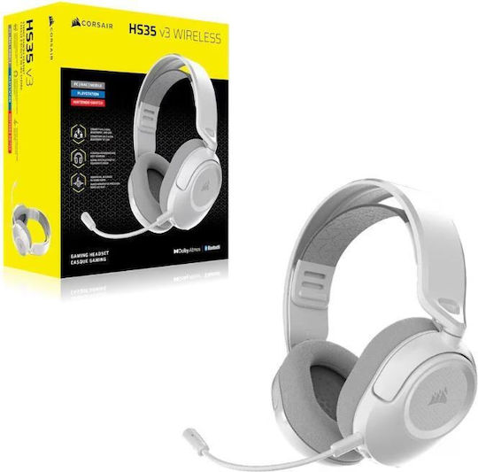 Corsair HS35 V3 Drahtloses Über Ohr Gaming-Headset mit USB-Konnektivität Weiß für PC / PS4 / PS5