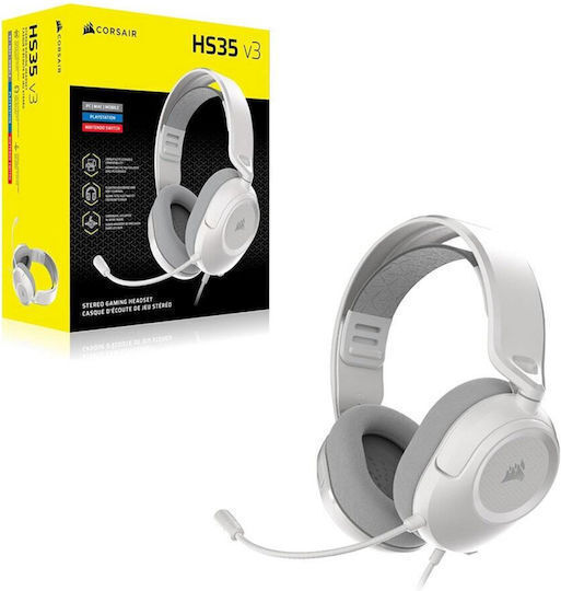 Corsair HS35 V3 Wireless Headset Over Ear Gaming Headset with Bluetooth / USB White for Nintendo Switch / PC